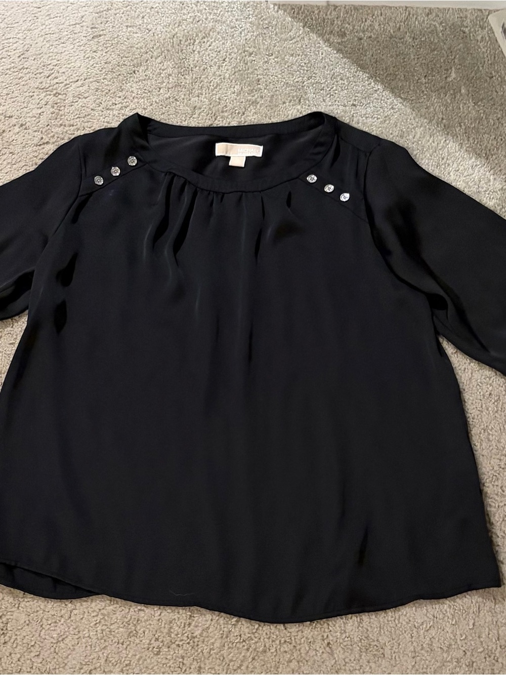 Michael Kors Black Blouse with Shoulder Stud Accents